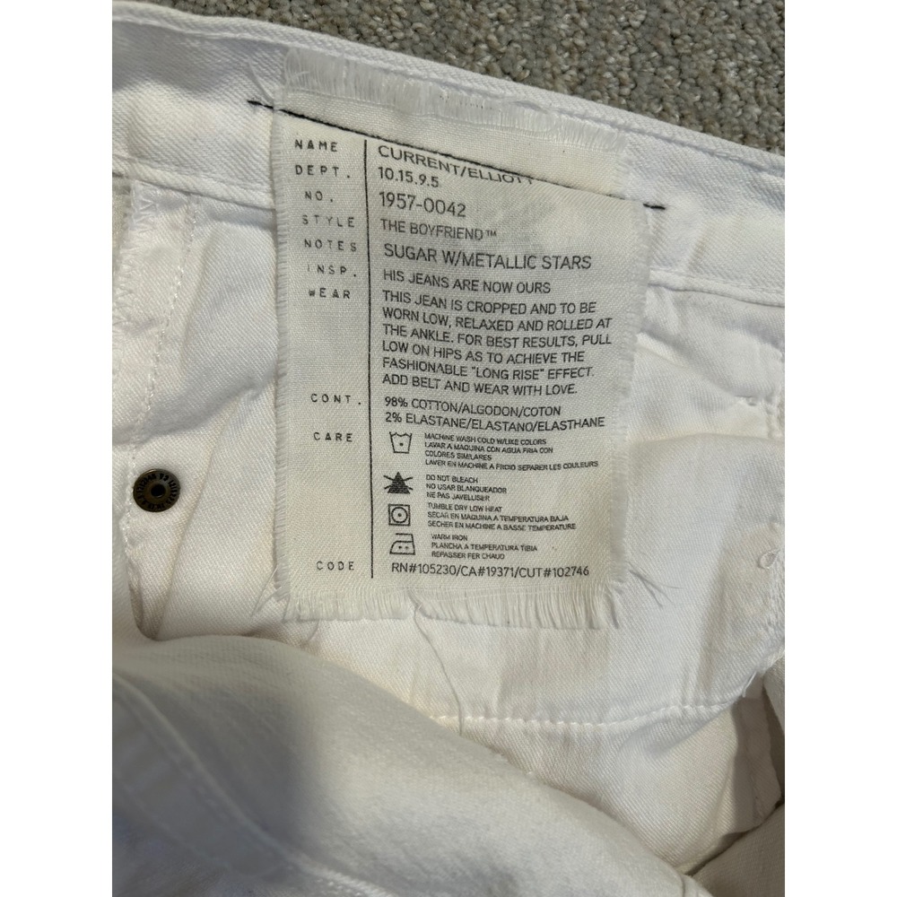 Current Elliott The‎ Boyfriend Sugar White Metallic Stars Jeans Size 30 - Picture 6 of 7